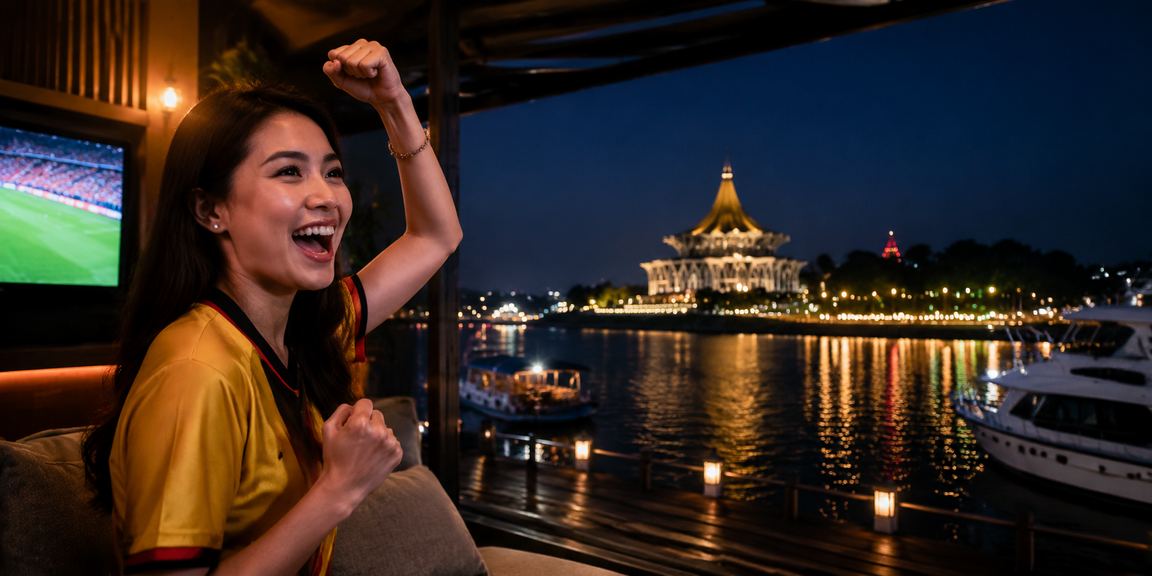 Suasana hiburan kasino di Kuching dengan pemain menikmati permainan kad