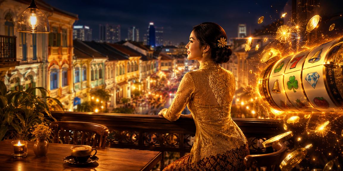 Pemain wanita berbaju kebaya bermain slot di Pulau Pinang