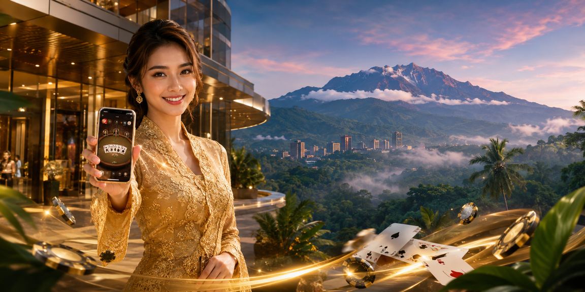 Paparan permainan Teen Patti kasino gaya Sabah dengan pakaian kebaya